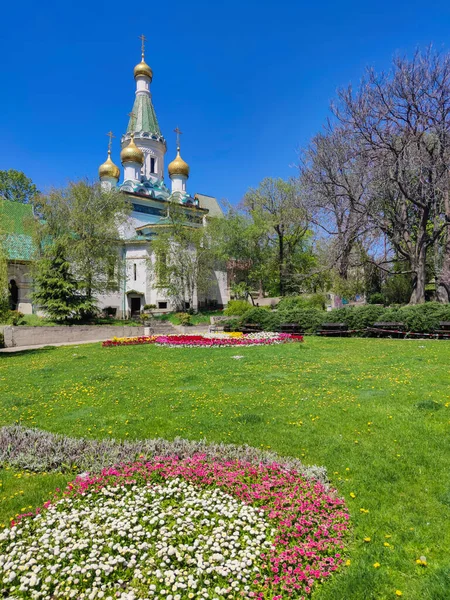 Sofia Bulgaria April 2020 Building Golden Domes Russian Church Sofia — 图库照片