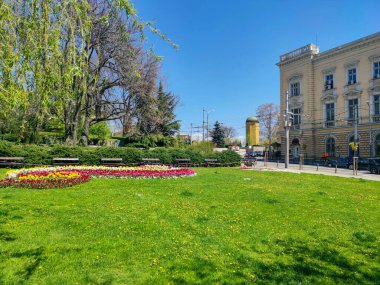 SOFYA, BULGARIA - 24 Nisan 2020: Bulgaristan 'ın Sofya kentinde Rus kilisesi inşa ve Altın Kubbeler