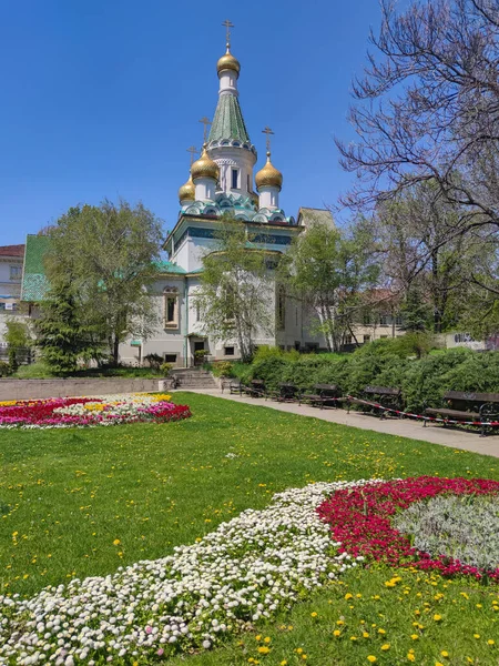 Sofia Bulgaria April 2020 Building Golden Domes Russian Church Sofia — 图库照片
