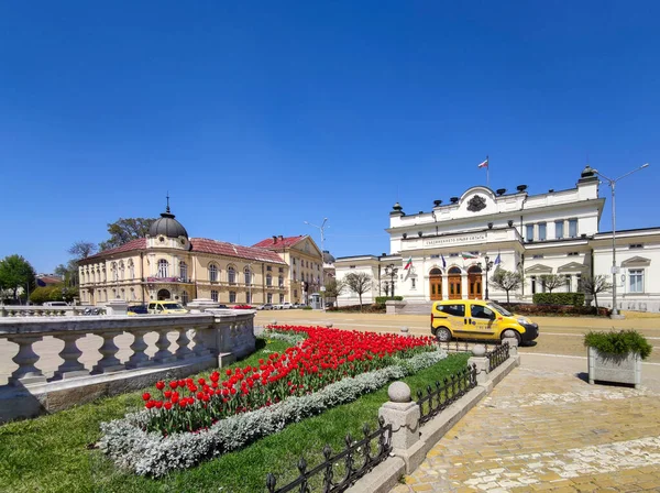 Sofia Bulgaria Abril 2020 Fachada Asamblea Nacional Ciudad Sofía Bulgaria —  Fotos de Stock