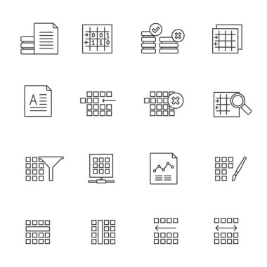 Satır Veritabanı ve Tablo Biçimlendirme Simgeleri - Vektör Simgesi Ayarları