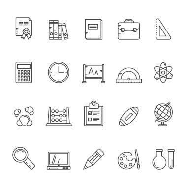 Satır Eğitimi ve okul simgeleri - Vektör Simgesi Ayarları