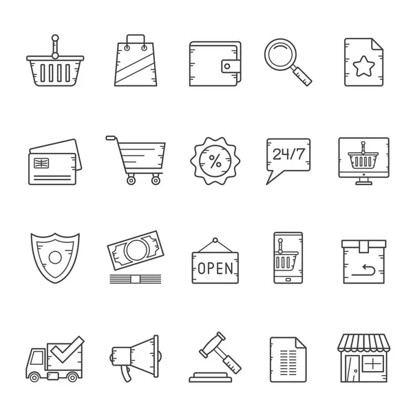 Linie Commerce Und Shopping Symbole Vektor Icon Set — Stockvektor