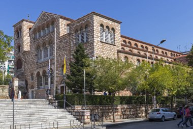 Selanik, Yunanistan - 22 Eylül 2019: Selanik, Orta Makedonya, Yunanistan 'daki antik Bizans St. Demetrios Kilisesi