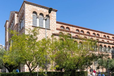 Selanik, Yunanistan - 22 Eylül 2019: Selanik, Orta Makedonya, Yunanistan 'daki antik Bizans St. Demetrios Kilisesi