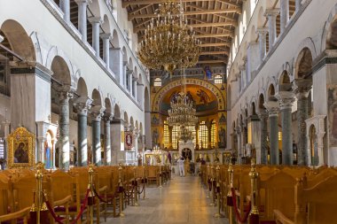 Selanik, Yunanistan - 22 Eylül 2019: Selanik, Orta Makedonya, Yunanistan 'daki antik Bizans St. Demetrios Kilisesi