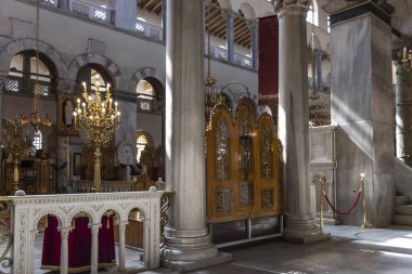 Selanik, Yunanistan - 22 Eylül 2019: Selanik, Orta Makedonya, Yunanistan 'daki antik Bizans St. Demetrios Kilisesi