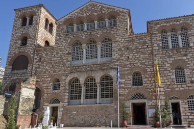 Selanik, Yunanistan - 22 Eylül 2019: Selanik, Orta Makedonya, Yunanistan 'daki antik Bizans St. Demetrios Kilisesi