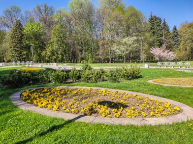 SOFYA, BULGARIA - 27 Nisan 2020: Bulgaristan 'ın Sofya kentindeki South Park' ın bahar manzarası