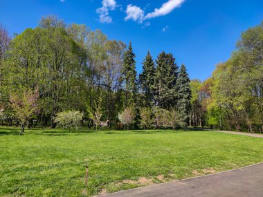 SOFYA, BULGARIA - 27 Nisan 2020: Bulgaristan 'ın Sofya kentindeki South Park' ın bahar manzarası