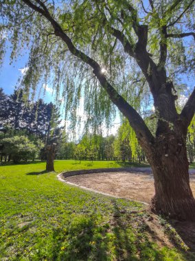 SOFYA, BULGARIA - 27 Nisan 2020: Bulgaristan 'ın Sofya kentindeki South Park' ın bahar manzarası