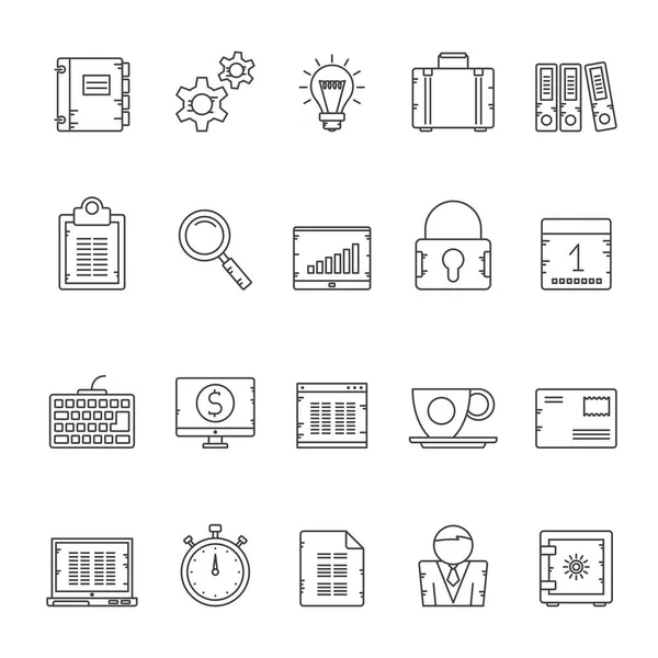 Line Business Office Icons Vector Icon Set — Stock Vector