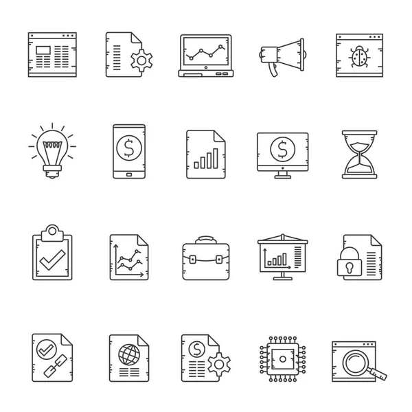 Line Search Engine Optimization Icons Vector Icon Set — Stock Vector
