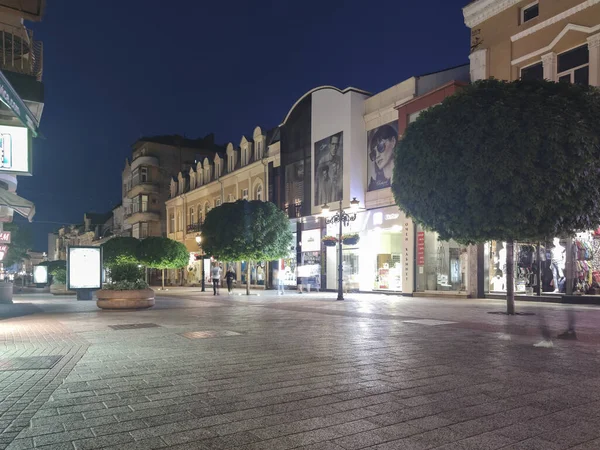 Plovdiv Bulgária Maio 2020 Vista Noturna Rua Pedonal Central Knyaz — Fotografia de Stock