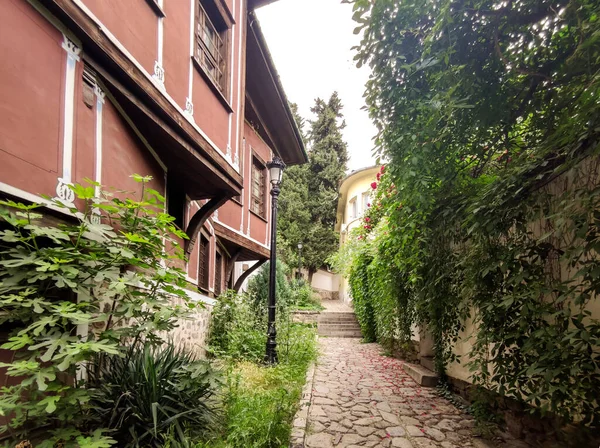 Plovdiv Bułgaria Maj 2020 Ulica Dziewiętnastowieczne Domy Rezerwacie Architektoniczno Historycznym — Zdjęcie stockowe