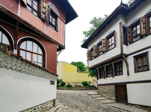 Plovdiv Bułgaria Maj 2020 Ulica Dziewiętnastowieczne Domy Rezerwacie Architektoniczno Historycznym — Zdjęcie stockowe