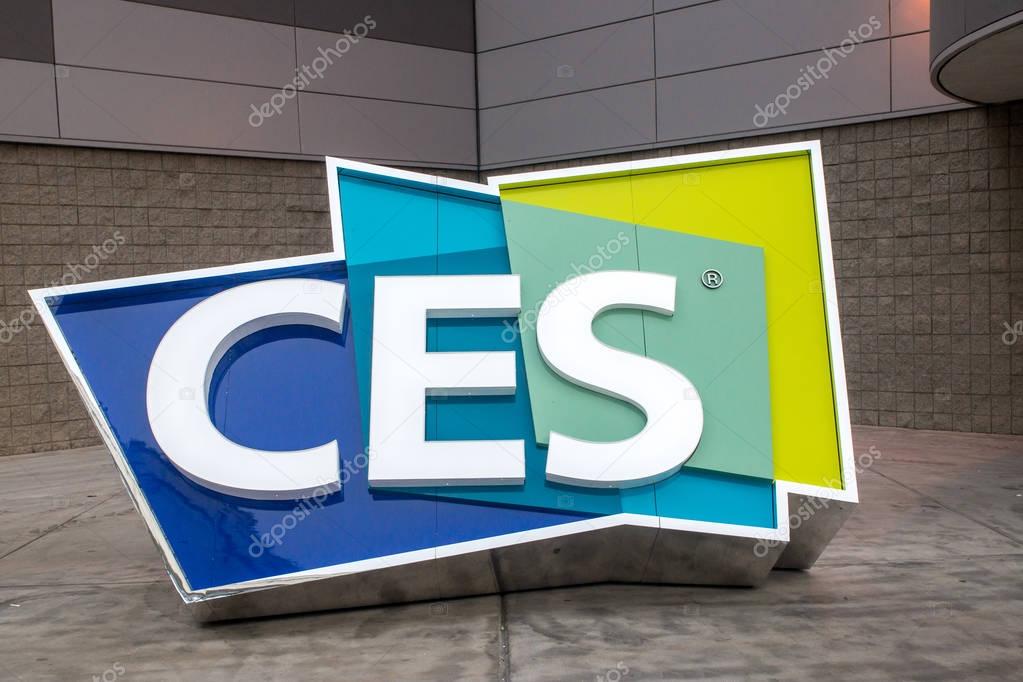 Las Vegas, NV, USA - January 7, 2017:The large CES sign welcomes visitors to the Las Vegas Convention Center for the 2017 trade shiw.
