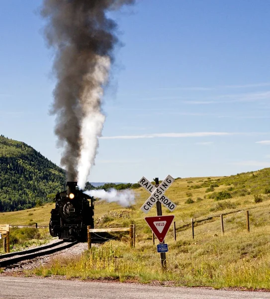 Chama Stany Zjednoczone Ameryki Września 2017 Rocznik Steam Locomoitve Kolei — Zdjęcie stockowe