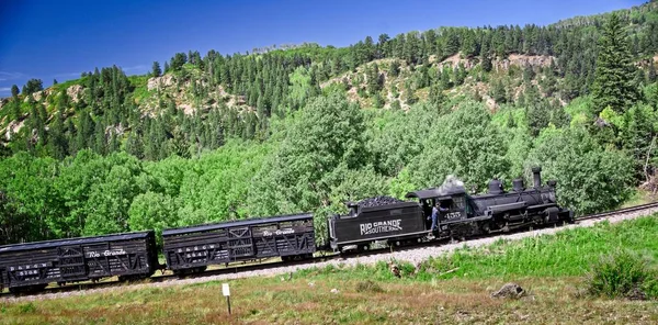Chama Eua Setembro 2017 Uma Locomotiva Vapor Vintage Ferrovia Cumbres — Fotografia de Stock