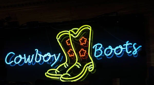 Neon Cowboy Stivali Nel Vecchio Nuovo Messico — Foto Stock