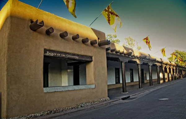 Paleis Van Gouverneurs Bij Zonsondergang Santa New Mexico — Stockfoto