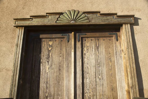 Mexican Woodwork Doorway New Mexican Church — Stock Photo, Image