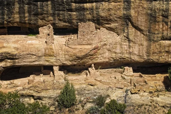 Αρχαία Ινδική Γκρεμό Κατοικιών Προστατευμένες Κοιλότητες Mesa Verde Στα — Φωτογραφία Αρχείου