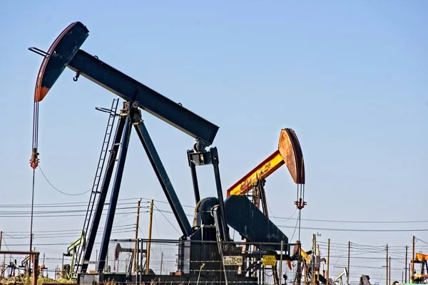 Petroleum Industry Pump Jacks Work Collecting Oil California Oil Fields — Stock Photo, Image