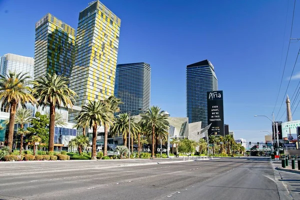 Las Vegas April 2020 Zicht Lege Griezelige Las Vegas Strip Stockafbeelding