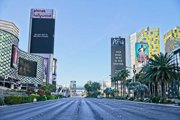 Las Vegas Aprile 2020 Vista Della Striscia Las Vegas Vuota Immagine Stock