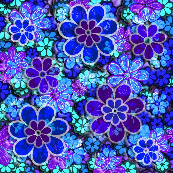 Motif floral bleu et violet — Photo