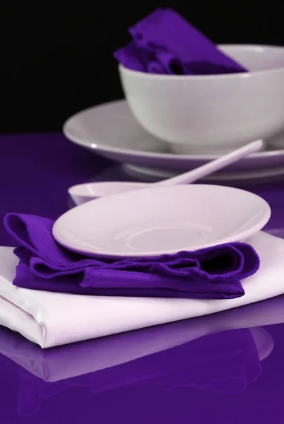 Table Setting Modern Dishes Napkins — Stock Photo, Image