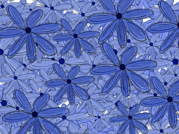 蓝色热带花卉图案背景 — 图库照片