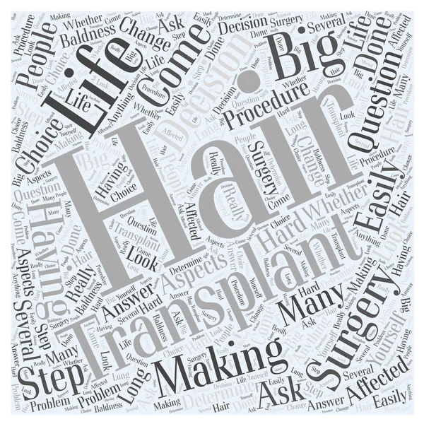 Making the Decision to Have Hair Transplant Surgery word cloud concept
