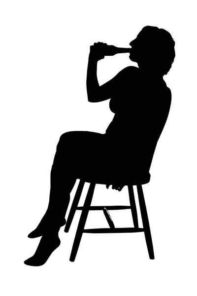 Silhouette d'une femme assise sur une chaise — Photo