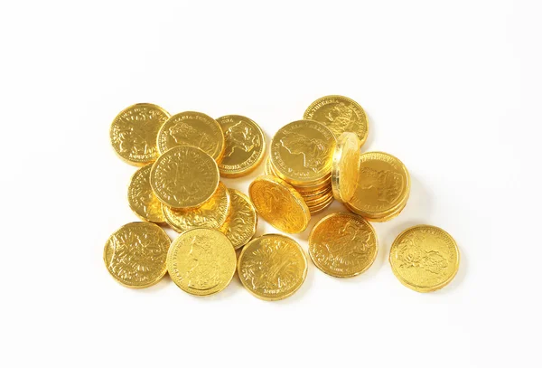 Monedas de chocolate envueltas — Foto de Stock