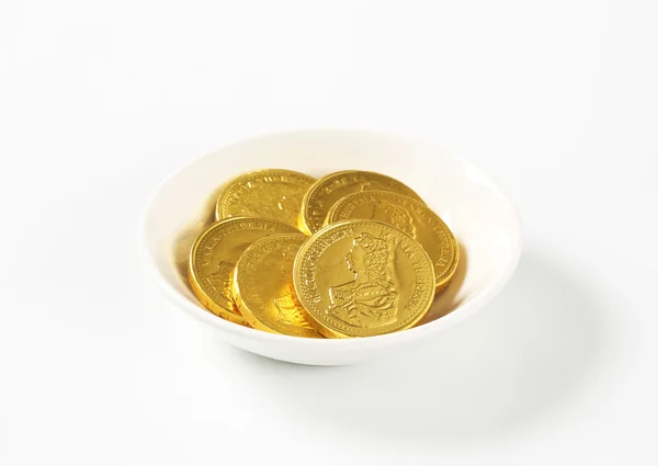 Verpackte Schokoladenmünzen — Stockfoto