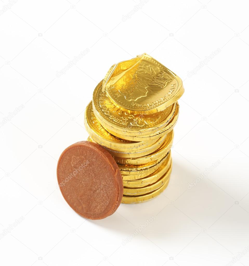 Gold foil wrapped chocolate coins 