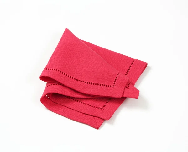 Red hemstich napkin — Stock Photo, Image