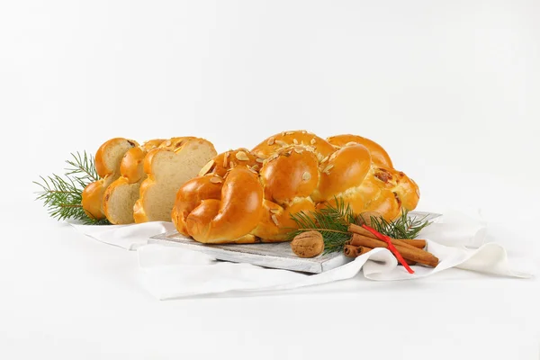 Christmas sweet braided bread — Stock Photo, Image