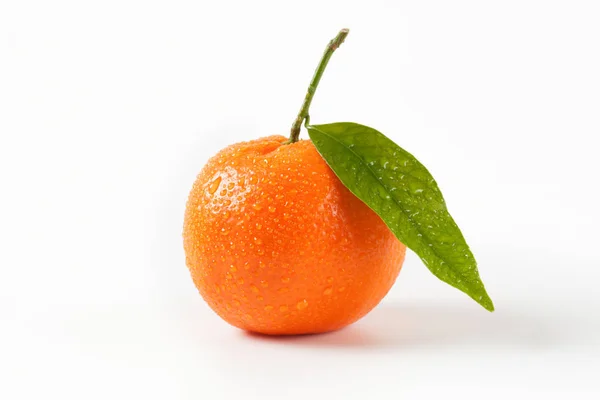 Mandarina lavada con hoja —  Fotos de Stock