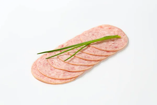 Salsiccia di carne salumi fette — Foto Stock