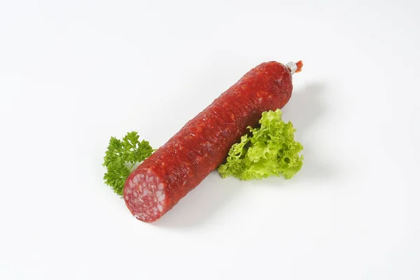 Wędzona kiełbasa salami — Zdjęcie stockowe