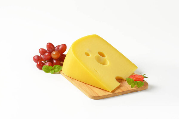 Swiss cheese with red grapes