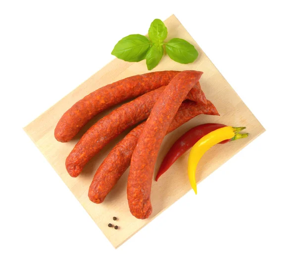 Spicy smoked Hungarian sausages — Stock Photo, Image