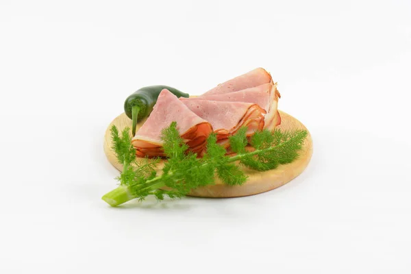 Skinka segment och grön paprika — Stockfoto