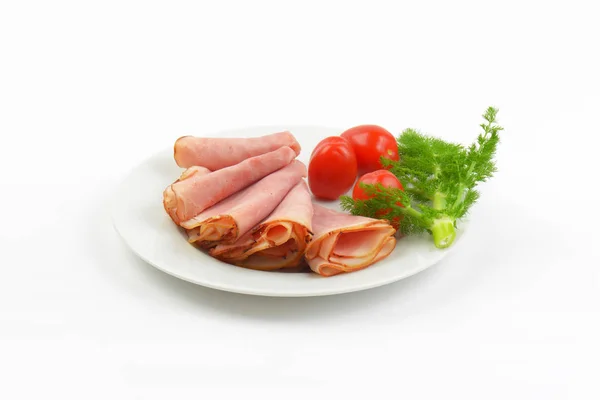 Prosciutto con aneto e pomodorini — Foto Stock