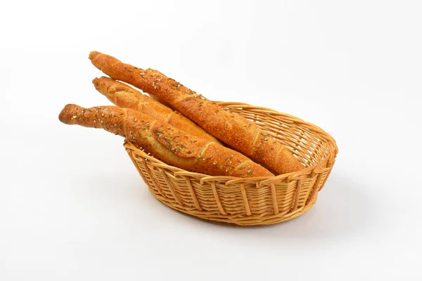 Rolos de pão crocantes longos — Fotografia de Stock