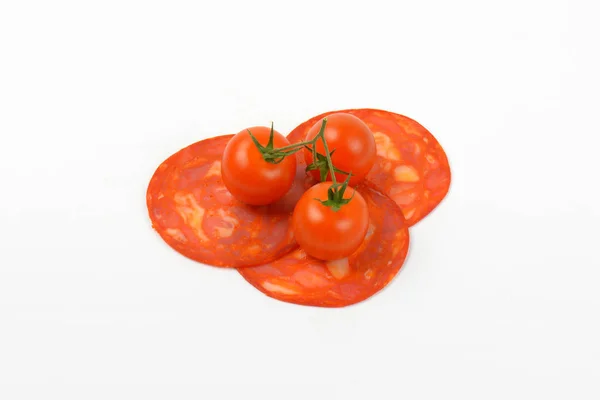 chorizo salami and cherry tomatoes