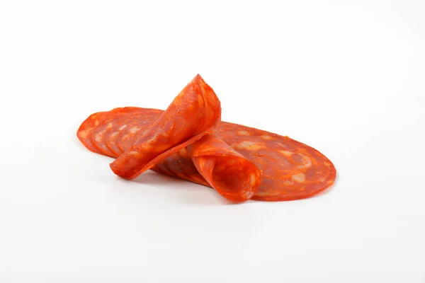 Plasterki chorizo salami — Zdjęcie stockowe